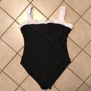 Black and white one piece swim suit